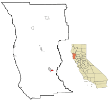 Location in Mendocino County and the state of California