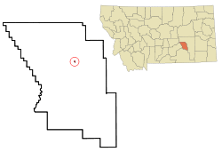 Location of Hysham, Montana