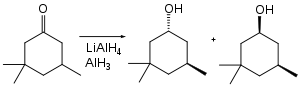 Stereoselective reduction of a substituted cyclohexanone using aluminium hydride