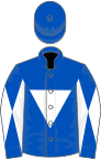 Royal blue, white inverted triangle, diabolo on sleeves