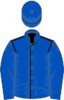 Royal blue, dark blue seams, royal blue sleeves and cap