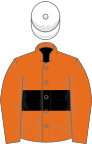 Orange, black hoop, white cap