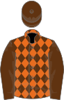 Brown and orange diamonds, brown sleeves and cap