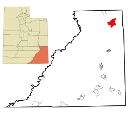 Location in San Juan County and the state of Utah.