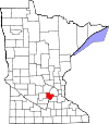 State map highlighting Carver County