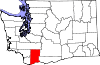 State map highlighting Skamania County