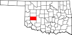 State map highlighting Washita County