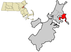 Location in Suffolk County and the state of Massachusetts