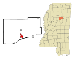 Location of Eupora, Mississippi