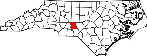 Map of North Carolina highlighting Montgomery County