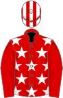 Red, white stars, red sleeves, striped cap