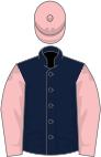 Dark blue, pink sleeves and cap