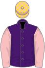 Purple, pink sleeves, pink and yellow check cap