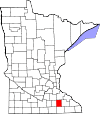 State map highlighting Dodge County