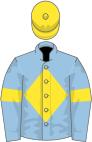 Light blue, yellow diamond on body