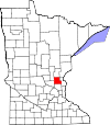State map highlighting Isanti County
