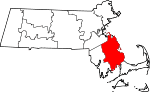 State map highlighting Plymouth County