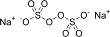 Two sodium cations and one peroxodisulphate anion
