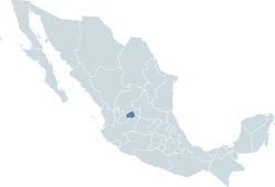 Location of the state of Aguascalientes