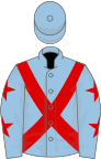 Light blue, red cross belts, light blue sleeves, red stars