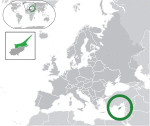 Map showing Northern Cyprus in Europe