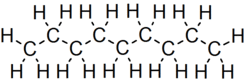 Skeletal formula of nonane with all implicit carbons shown, and all explicit hydrogens added