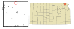 Location within Brown County and Kansas