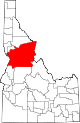 State map highlighting Idaho County