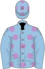 Light blue, mauve spots on body and cap