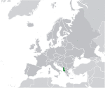 Map showing Albania in Europe