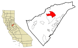 Location in Calaveras County and the state of California