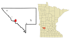 Location of Montevideo within Chippewa County, Minnesota
