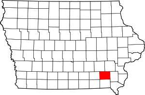 Map of Iowa highlighting Jefferson County