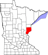 State map highlighting Pine County