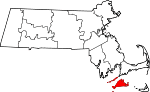 State map highlighting Dukes County