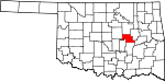 State map highlighting Okfuskee County