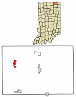 Location of Shipshewana in LaGrange County, Indiana.