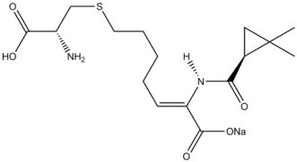The natural product cilastatin, synthesized via a Simmons-Smith cyclopropanation.