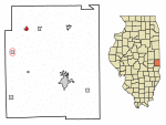 Location of Hume in Edgar County, Illinois.