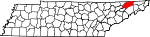 State map highlighting Hawkins County
