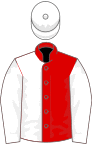 Red and white (halved), white sleeves and cap