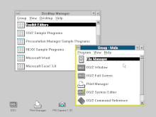 Microsoft OS/2 version 1.3 using the Desktop Manager under the Presentation Manager
