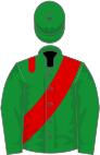 GREEN, red epaulettes, green cap, red sash
