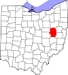 State map highlighting Tuscarawas County