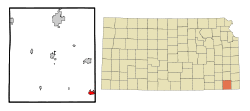 Location within Labette County and Kansas