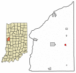 Location of Hillsboro in Fountain County, Indiana.