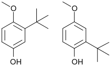 2-tert-Butyl-4-hydroxyanisole and 3-tert-butyl-4-hydroxyanisole 2D.svg
