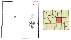 Location of Edgerton in Natrona County, Wyoming.