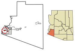 Location of Somerton in Yuma County, Arizona