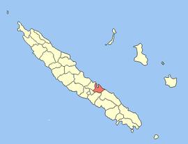 Location of the commune (in red) within New Caledonia